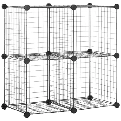 Image of Amazon Basics 4 Cube Wire Storage Shelves, Black, 37 cm D x 77 W H