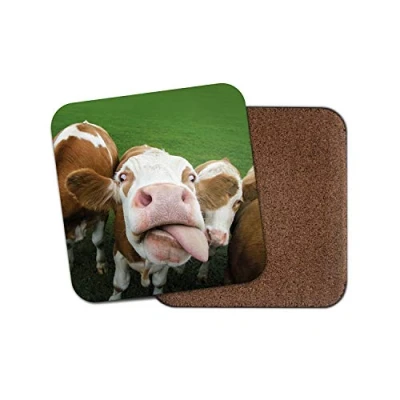 Image of 1 x Silly Cow Coaster Cattle Cows Funny Tongue Farm Farmer Herd #12444