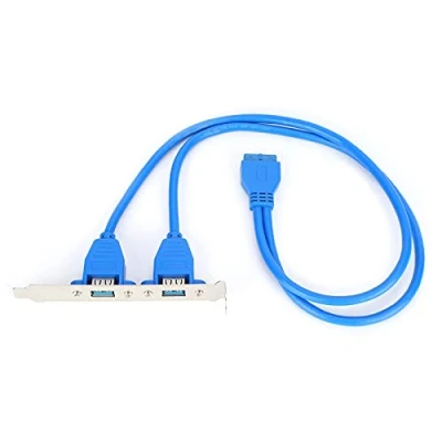 Image of USB rear Panel Bracket, 5Gbps Two‑port USB3.0 bezel Extension Cable Motherboard 19 Pin to Dual Port A Female Baffle