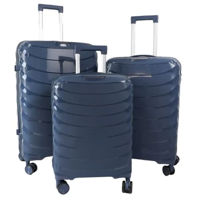 Image of DIVCHI Luggage Sets 3 Piece Hard Shell Expandable Suitcases Lightweight Travel Trolley Suitcase with Spinner Wheels TSA Lock Telescopic Handle (Dark Blue)