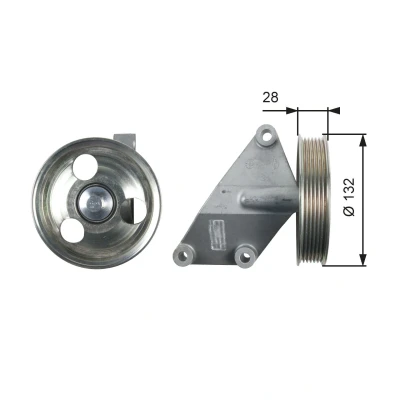 Image of 5706L7, 96549548, 9654954880 Idler Pulley GATES T36428 PowerGrip with grooves CITROËN: Dispatch II Van, PEUGEOT: Expert Van