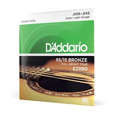 Image of D&#039;Addario Guitar Strings Acoustic 85/15 Bronze For 6 String Full, Bright Tone EZ890 Super Light, 9 45