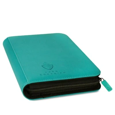 Image of Card Guardian Premium 4 Pocket Binder for 160 Cards (Teal) Zipper Closure and Side Loaded Pockets Compatible with Trading &amp; Sports including Magic the Gathering, Yugioh, Baseball