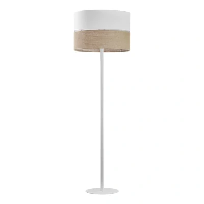 Image of TK Lighting Linobianco floor lamp, fabric and Jute lampshade