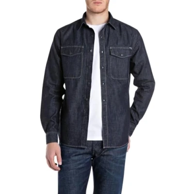 Image of Replay Men&#039;s M4124 Shirt, 007 Dark Blue, M