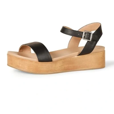 Image of Amazon Essentials Women&#039;s Two Band Flatform Sandal, Black, 7 UK