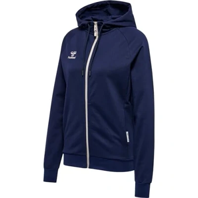Image of hummel Women&#039;s Hmlmove Grid Cot. Zip Hoodie Woman Hooded Sweatshirt Navy