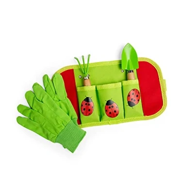 Image of Bigjigs Toys Kids Gardening Set Belt 4 Piece Garden Tools with Gloves, Spade &amp; Fork, Quality Outdoor