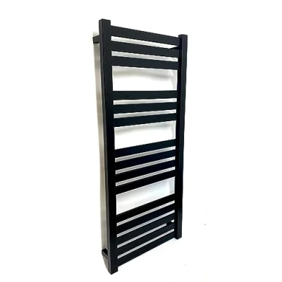 Image of Greened House VAS 500 x 1165mm Designer Black Central Heating Towel Warmer Flat Panel Rail