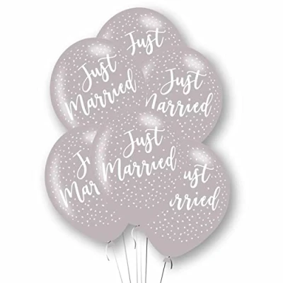 Image of Amscan 9912798 Rtl Balln 6Pk Jst Married Slvr