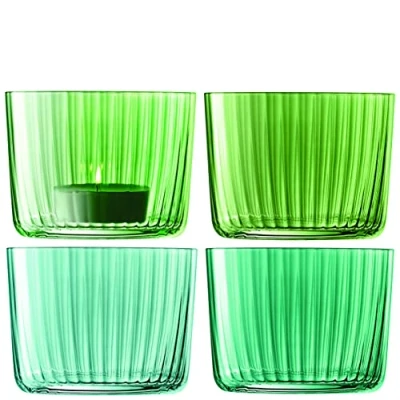 Image of LSA International Gems Tealight Holder H6cm Assorted Jade Set of 4 Hand Painted Glassware GM09