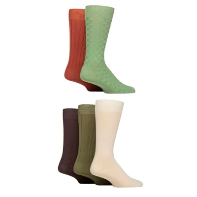Image of Mens 5 Pair SOCKSHOP Plain, Striped and Patterned Bamboo Socks Wild Terrain Textured 7 11