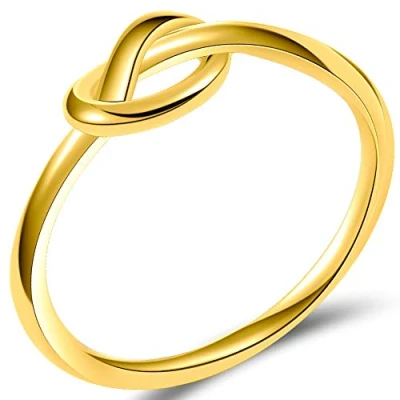 Image of JUDE Durable Stainless Steel Silver Black Love Knot Ring Promise Celtic (Gold, Z)
