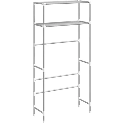 Image of vidaXL 2 Tier Storage Rack over Washing Machine Grey 69x28x143 cm Iron
