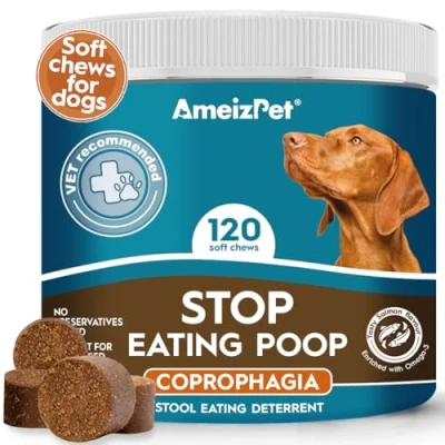 Image of AmeizPet No Poo Treats For Dogs Stop Stool Eating Dog, Coprophagia Deterrent Dog Poop Deterrent, Digestive Enzymes, 120 Soft Treats, 270g (9.5 Oz)