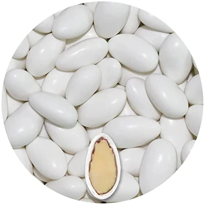 Image of EinsSein 0,5kg Sugared Almonds Baptism Gracile midi White Glossy Sugar Sweets Almond Dragees dragee Cake Balls Candy Coated Sweet for Weddings Favours Gift Box sugred fillers Chocolate
