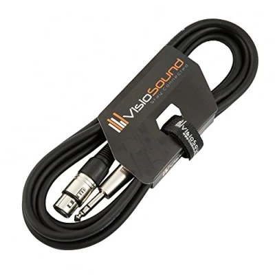 Image of Female XLR to 6.35mm Stereo TRS Jack Lead/Balanced Signal/Audio Patch Cable 3m Black