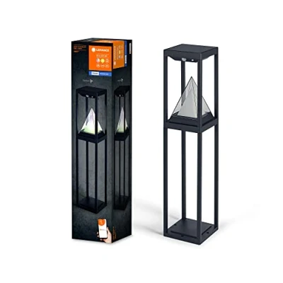 Image of LEDVANCE Smart+ Outdoor Bluetooth Solar Path Light, with Warm White (3000K) and Color usable Without Power, up to 2.5 Hours Burning time at 100% Rechargeable USB C Cable IP44 Black