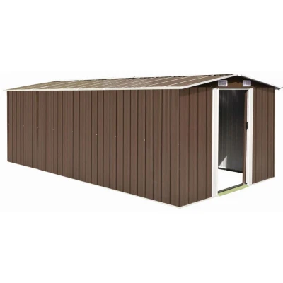 Image of vidaXL Garden Shed 257x489x181 cm Metal Brown