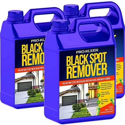 Image of Pro Kleen Powerful Black Spot Remover Removes Spots, Dirt and Stain Easy to Use Fluid/Liquid Cleaning Solution on Patios, Indian Sandstone, Driveway more (15 Litres)