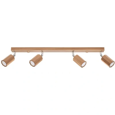Image of Zeke Oak Octagon Ceiling Spotlight Bar Wood, 4x GU10