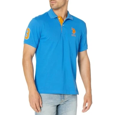 Image of U.S. Polo Assn. Men&#039;s Short Sleeve Shirt with Applique, Sonic Blue, Medium