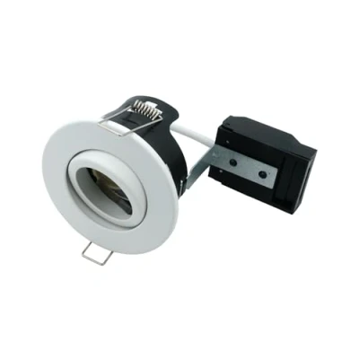 Image of Leyton Lighting FN T WHM GU10 Tilt Downlight, IP20, 87mm, matt White, Loop in/Out, Open Back