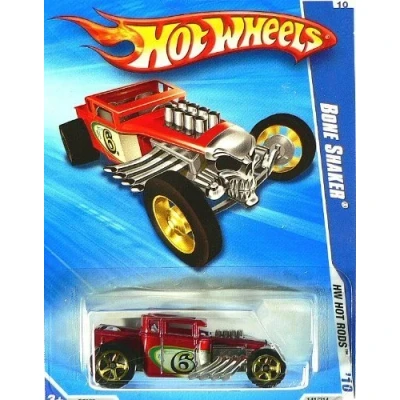 Image of 2010 Hot Wheels #05/10 HW Rods Red BONE SHAKER 143/240 Collectible Car