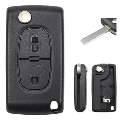 Image of 2 Buttons Replacement Car Key Fob Cases Fits for Peugeot 107 207 307 308 407 2BT Expert Partner Cover Accessories with HU83 Blade CE0536