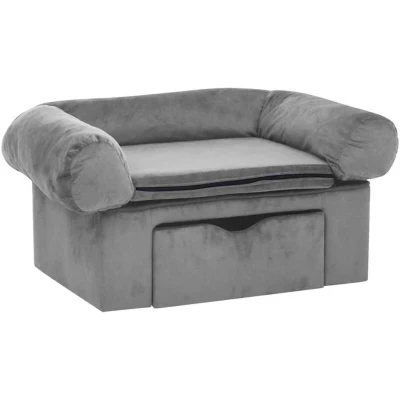 Image of vidaXL Dog Sofa with Drawer Grey 75x50x38 cm Plush