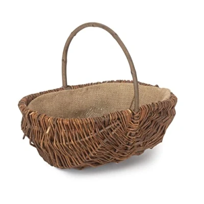 Image of Red Hamper G048/2 Wicker Medium Oval Unpeeled Willow Garden Trug
