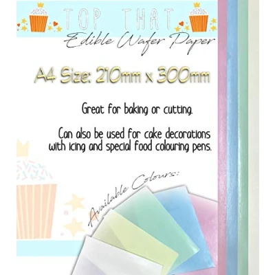 Image of Easy Bake 28 x Coloured Selection of Sheets Edible Wafer Paper A4 Sized in 4 colours 7 Pink, Blue, Green and White