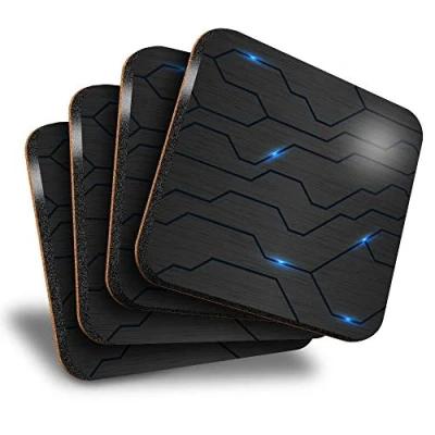 Image of Destination Vinyl ltd Great Coasters (Set of 4) Square Futuristic Technology Gaming Style Drink Glossy Coasters/Tabletop Protection for Any Table Type #21568