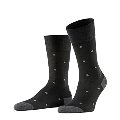 Image of FALKE Men&#039;s Dot M SO Cotton Patterned 1 Pair Socks, Grey (Anthracite Melange 3096), 5.5 8
