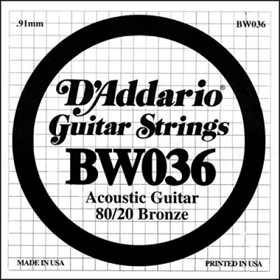 Image of D&#039;Addario .036 Bronze Wound Single String for Acoustic Guitar