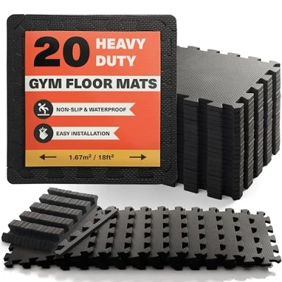 Image of MATANA 20 Interlocking Foam Floor Mats for Home Gym, Exercise, Hot Tub or Pool, Kids Play Room, Non Slip Waterproof EVA Tiles 30 x 30cm (1.8 m² / 19.3 sq ft)