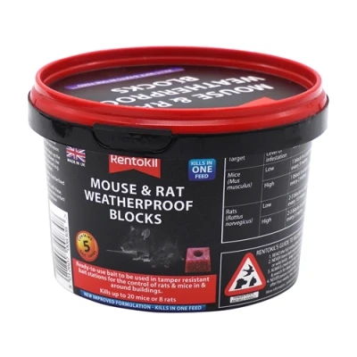 Image of Rentokil Mouse &amp; Rat Weatherproof Blocks Pack 5