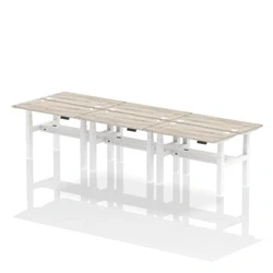 Image of Air B2B 1200x600mm Height Adjustable 6P Bench Desk CP Grey Oak/White