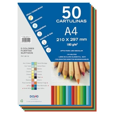 Image of Dohe Cardboard 50 Sheets in A4 5 Assorted Colors Strong