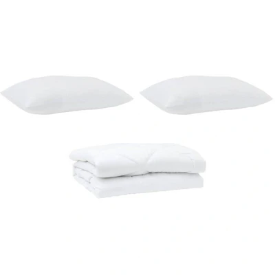 Image of vidaXL Duvet Set with Pillow 3 pcs White 200 x 220 cm Microfibre