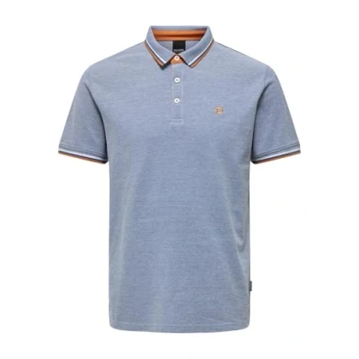 Image of ONLY &amp; SONS Men&#039;s Onsfletcher Slim SS Polo Noos Shirt, Medium Blue (Medium Denim), S