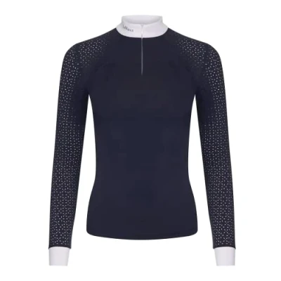 Image of LeMieux Women’s Equestrian Show Shirt Long Sleeve Horse Competition Top Athletic Shirts &amp; Horseback Riding Apparel (Navy/UK14)