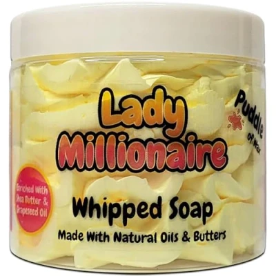 Image of Lady Millionaire Whipped Soap Body Wash 150g Natural Oils and Butters Perfume Scent Vegan Friendly Puddle of Wax Made in the UK