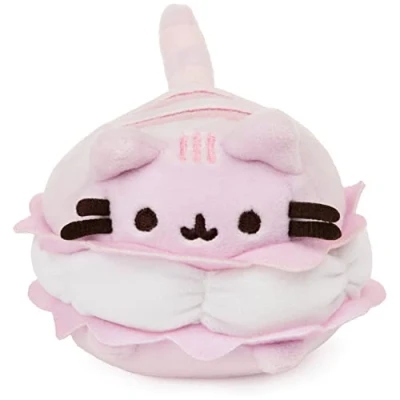 Image of GUND Macaron Cookie Pusheen Sweet Dessert Squishy Plush Stuffed Animal Cat and Satisfyingly Stretchy Fabric, for Ages 8 Up, Pink White, 4