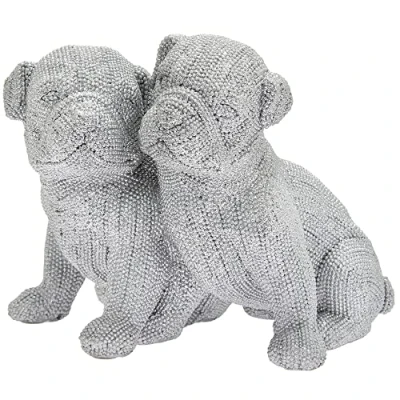 Image of The Leonardo Collection LP47778 Lesser &amp; Pavey Twin Pug Home Decor Animal Ornaments, Silver
