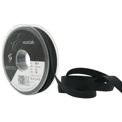 Image of Berisfords 3818 BK 12 mm Rustic Taffeta Ribbon, Black