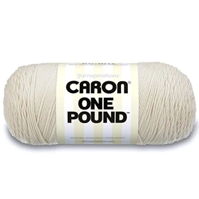 Image of Caron One Pound Solids Yarn (4) Medium Worsted Gauge 100% Acrylic 6 oz Off White for Crochet, Knitting &amp; Crafting