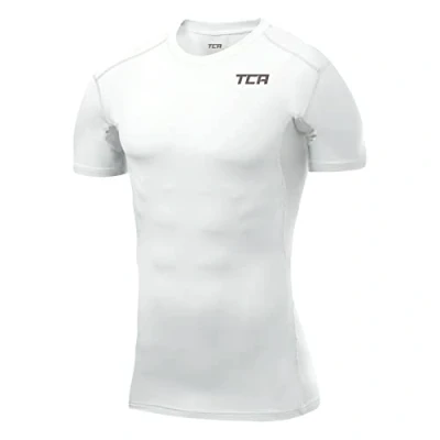 Image of TCA Boys&#039; HyperFusion Compression Base Layer Top Short Sleeve Under Shirt White, 10 12 Years