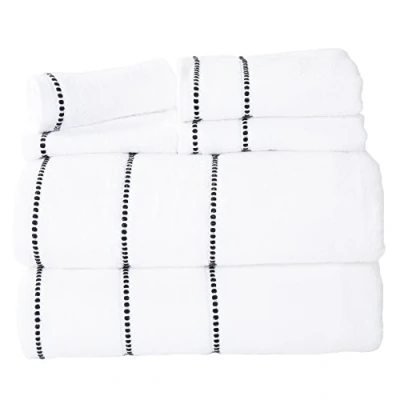 Image of Lavish Home Luxury Cotton Towel Set Quick Dry, Zero Twist and Soft 6 Piece With 2 Bath Towels, Hand Towels Washcloths (White/Black)