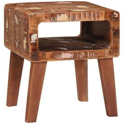 Image of vidaXL End Tables with Shelf Multicolour Solid reclaimed wood